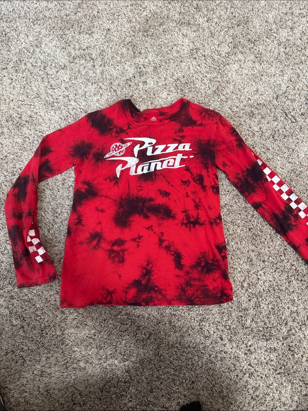 Disney Red & Black Pizza Planet Tie-Dye Long Sleeve Shirt